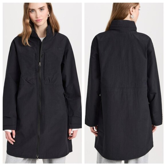 New THE NORTH FACE Womens Black M66 Tech Trench Coat Waterproof Jacket Size S - Picture 1 of 14